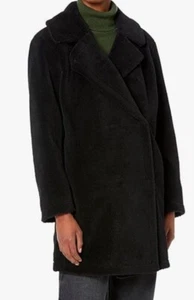 Velvet by Graham & Spencer Womens Black Christine Teddy Sherpa Overcoat Size XL - Picture 1 of 6