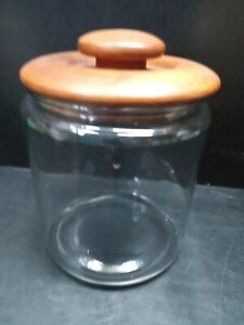 Vintage Goodwood Teak Cookie Candy Kitchen Jar Glass Container Wood Lid Thailand