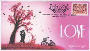 22-002, 2022, Love, First Day of Issue, Pictorial Postmark, Pink - Picture 1 of 1