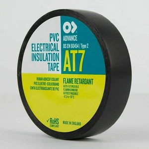 5 cintas aislantes eléctricas ADVANCE AT7 negra de PVC 20m x 19 mm EPT7 - Imagen 1 de 2