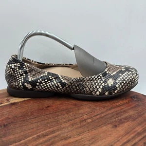 Abeo Tilly Ballet Flat Shoes Women's 9 Neutral Brown Black Snake Comfort Loafers - Picture 1 of 11