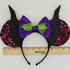 Disney Villains Sequin Headband Minnie Ears MALEFICENT Horns Parks or Halloween