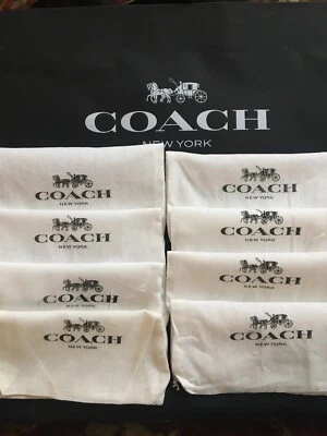 1 bolsa para el polvo de algodón blanca COACH para billetera pequeña muñequera cinturón tamaño 8" x 8" APROX Foto 1 de 4