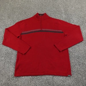Eddie Bauer Sweater Mens XLT Red Knit Outdoor Zip Pullover Sweatshirt Cotton - Picture 1 of 12