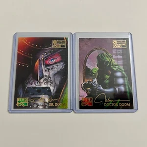 1995 Marvel Masterpieces Cards #28-29 DR. DOOM Emotion UNMASKED & I AM DOOM - Picture 1 of 2