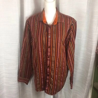 Bachrach Y2K Structured Collar Button Up Sz XXL Cotton Casual Striped  - Image 1 of 4