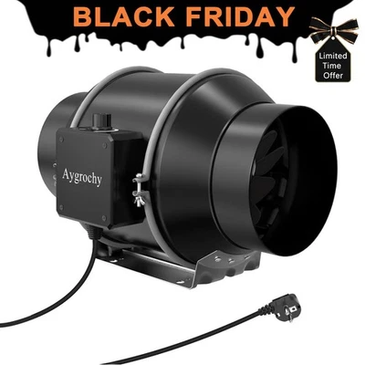 Aygrochy Regelbar Rohrventilator 150mm mit EC Motor Abluftventilator rohrlüfter