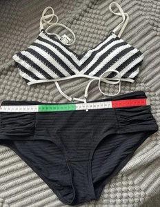 Bikini-Oberteil von Seafolly + Hose 12 38-40 85 B Schwarz weiß Retro - Bild 1 von 2