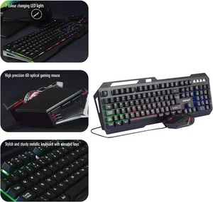 Gaming Keyboard and Mouse Mechanical Set Wired for Xbox 1 PS5 PS4 PC Laptop USB - Picture 1 of 12