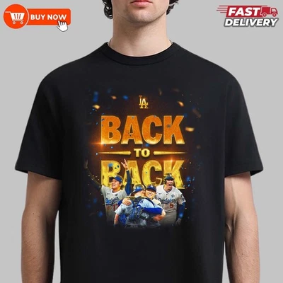 Los Angeles Dodgers World Series Champions Back To Back 2024-2025 TShirt - Image 1 of 4
