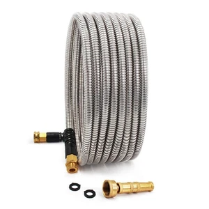 Ultra-Sturdy 25ft Metal Garden Hose - 304 Stainless Steel, Flexible & Kink-Fr... - Picture 1 of 7