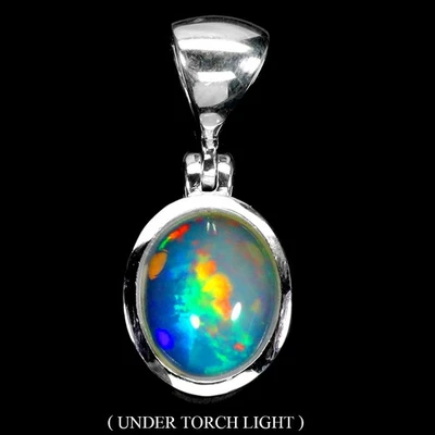 Ювелирные изделия кулон серебро 925 пробы овальный огненный опал 11x9 мм натуральный драгоценный камень - Изображение 1 из 4