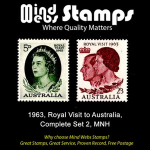 Australian Stamp Sets, 1963 Royal Visit to Australia, Complete Set of 2, MNH - Picture 1 of 1