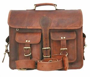 Vintage Bag Leather Messenger Laptop Office Briefcase Shoulder Bag Business