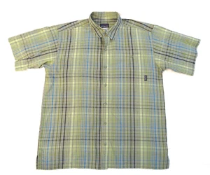 Patagonia Men’s Size M Short Sleeve Green Plaid Button Up Shirt - Picture 1 of 7