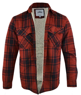 Mens Tokyo Laundry Sherpa Lined Flannel Lumberjack Check Shirt Button Up S-XXL