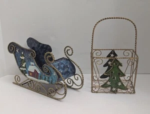 Servilletero de metal para trineo y cesta de árbol de Navidad - Imagen 1 de 23