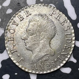 AN 28 (1831) Haiti 50 Centimes Lot#MK377 Silver! KM#20 - Picture 1 of 2