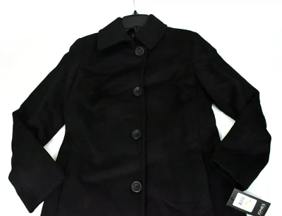 Jones New York Women's Wool Long Overcoat Jacket New 2P Black Coat Winter - Image 1 of 4