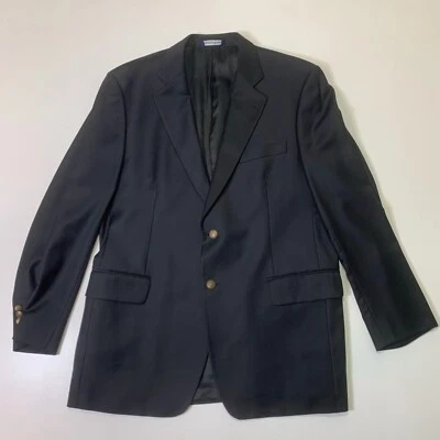 Paul Fredrick Blazer Jacket Men's 44L Black Wool Notch Lapel Single Breasted - Image 1 of 4