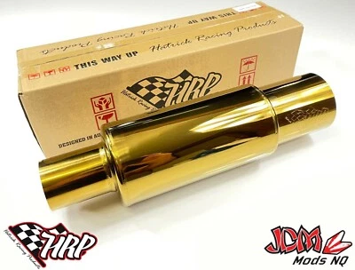 3.5" HRP Cannon Muffler (Gold Finish) 2.5" Inlet **Available** - Image 1 of 4