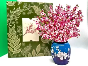 ORIGAMI POP CARDS Pink Cherry Blossom Bouquet Happy Anniversary 25x30cm - Picture 1 of 16