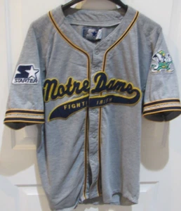 VTG Starter Notre Dame Fighting Irish Baseball Jersey men's XL gray sewn 1990's - Picture 1 of 7