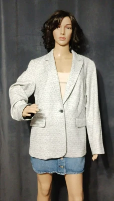 Chaqueta Blazer Nine West Mujer 12 Blanca Negra Oficina Carrera Modesto Bolsillos Forrada Foto 1 de 4