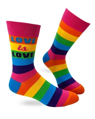 Calcetines Fabdaz Love is Love LGBTQ Orgullo Gay Arco Iris Rayas Para Hombre Novedad Foto 1 de 3