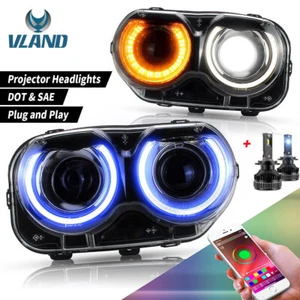 VLAND LED RGB Headlights Fit Dodge Challenger SE R/T 2015-2020 Lamps+Bulbs Kit - Picture 1 of 10