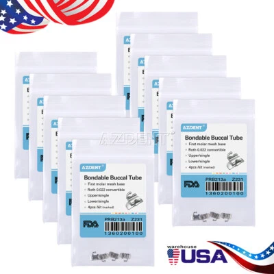 AZDENT Dental Orthodontic 1st Molar Buccal Tube Bondable Convertible Roth .022