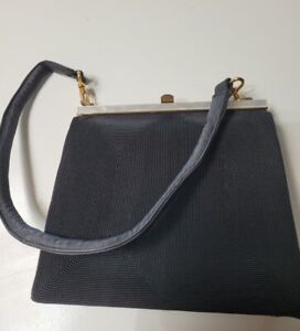 Vintage 1940's Genuine Art Deco English Rare Black Corde handbag Collectible 