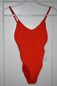 Neu mit Etikett Good American Einteiler Badeanzug gerippt rot hellmohnig Gr. 00/0 XS/S - Bild 1 von 3