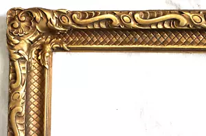 SUPERB ANTIQUE FITS 8" X 12" GOLD GILT PICTURE FRAME WOOD ARTS CRAFTS ORNATE - Picture 1 of 22