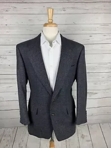 Hart Schaffner Marx Navy Check Tweed Two Button Sport Coat Mens 41R 100% Wool - Bild 1 von 10
