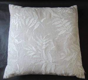 Laura Ashley Large Oak Leaf Cushion 55cm x 55cm Natural & Cream - NEW - Picture 1 of 4