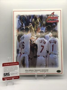 Bob Feller, Baerga, Gaylord Perry Signed INDIANS 95 CHAMP MAGAZINE CAS! - Picture 1 of 4