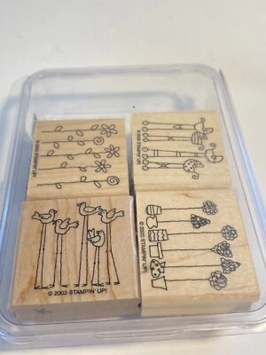 Stampin UP Little Somethings 2003 sello de goma montado en madera nuevo vástago de pierna larga Foto 1 de 4