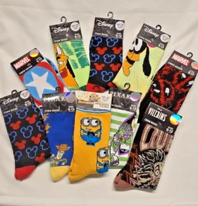Men's Socks - Disney ,Villians, Minions, Pixar, Marvel Size 9 to 13 Crew Socks! - Picture 1 of 20