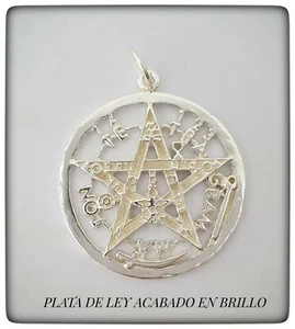 925 Sterling Silver Tetragrammaton pentagram pagan wiccan Pendant Plata esoteric - Foto 1 di 3