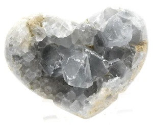 2,5 Zoll silberfarben blau Celestit Herz poliert natürliches Cluster Mineral Madagaskar - Bild 1 von 4