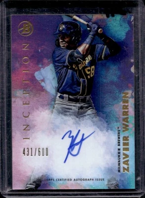 2021 Bowman Inception Zavier Warren Auto #431/600 Brewers - Image 1 of 2