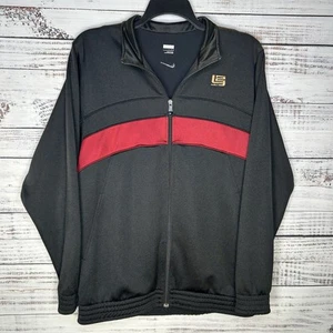 Vintage Y2K Nike Lebron James Logo Swoosh Striped Track Jacket Warm Up Large L - Picture 1 of 12