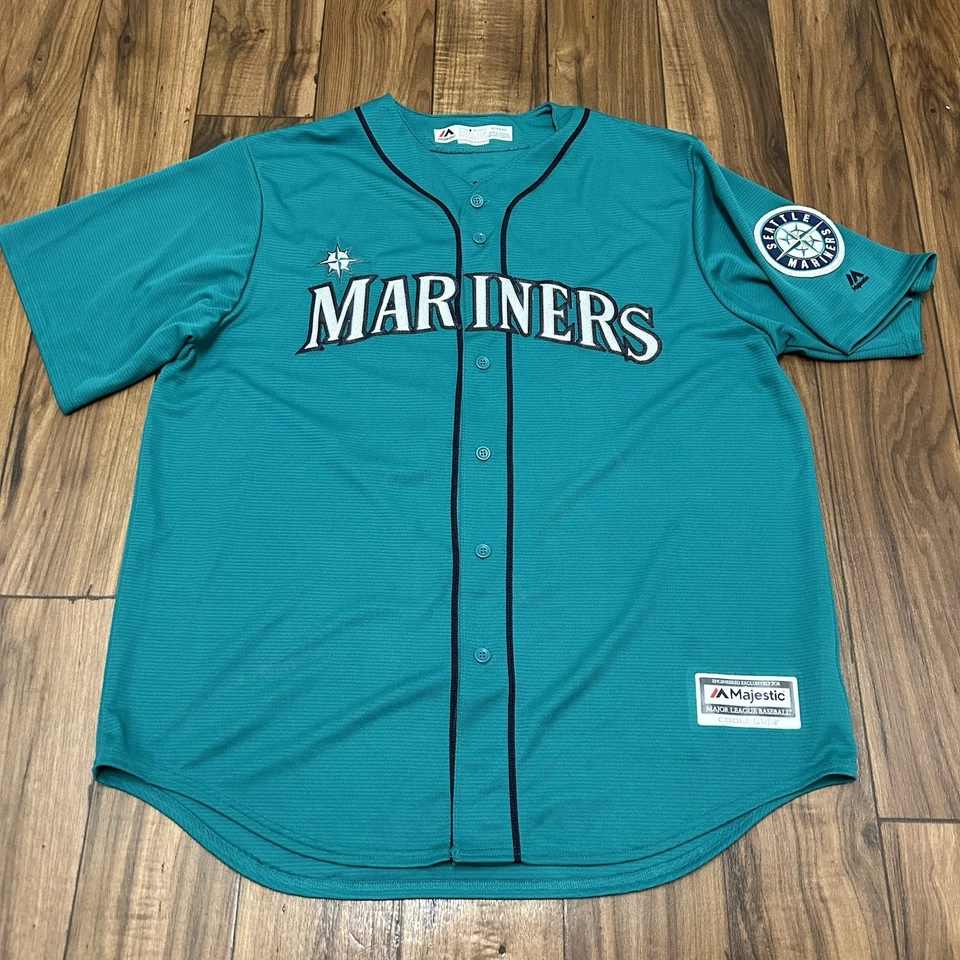 Seattle Mariners Cano Authentic Majestic Cool Base Teal Jersey Sewn Mens XL - Image 1 of 4