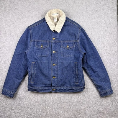 Chaqueta vaquera American Apparel para hombre pequeña azul forrada Sherpa EE. UU. Denim Trucker Foto 1 de 4