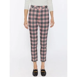 Pantalones de Terciopelo J. McLaughlin Crema Negro Rojo Winthrop Cuadros Yara Talla 14  - Imagen 1 de 7