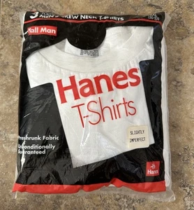 Hanes Crew Neck White T-Shirts 3 Pack Vintage Size 2XL 50-52 Made In USA 1992 - Picture 1 of 5