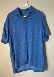 Tommy Bahama Herren Medium Button Down Hemd Blau Kurzarm 100 % Seide - Bild 1 von 4
