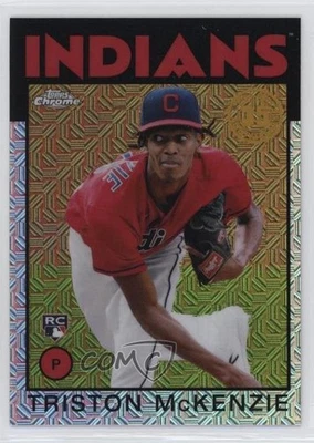 2021 Topps Silver Pack 1986 Chrome Baseball Triston McKenzie #86BC-63 Rookie RC - Image 1 of 2