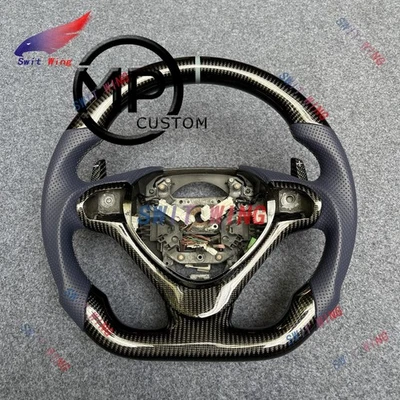 Paddles Blue Leather Carbon Fiber Steering Wheel Fit For Acura TSX 2009-2014 - Image 1 of 4